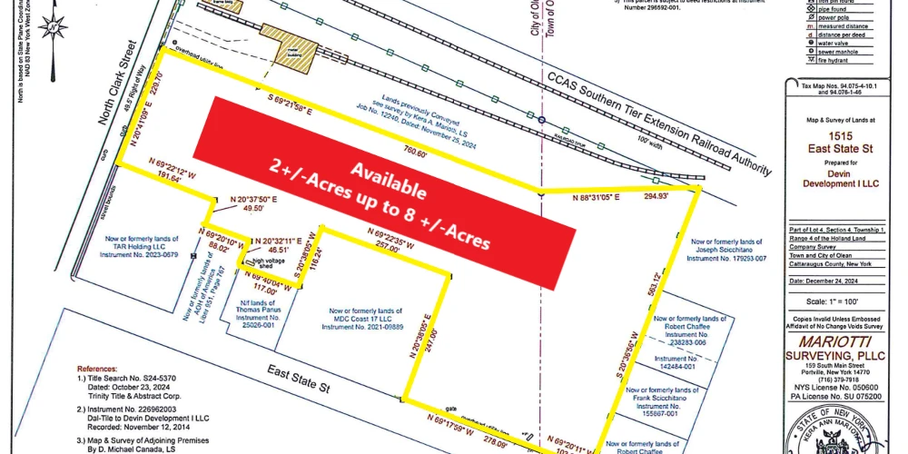 2+/- Acres up to 8+/- Acres w/Rail line access
