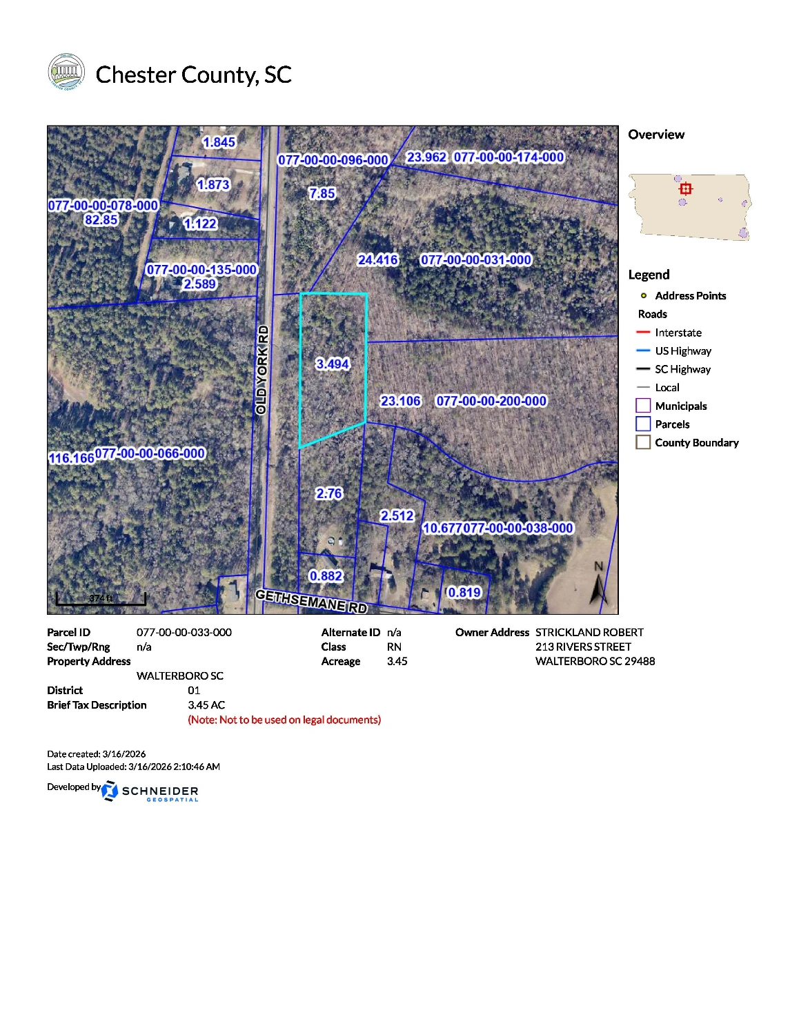 Chester County 3.45 Acres | Scope of Chester County Airport | I-77 Corridor & Charlotte Metro Near