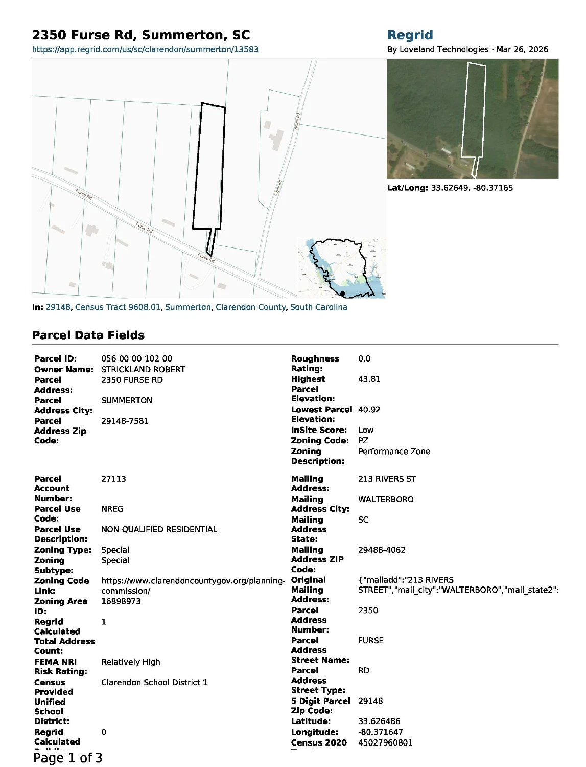 2.59 ACs MHP LAND HOME SALE CAPACITY OR WORKFORCE HOUSING MULTIFAMILY UTILIZATION , Clarendon County, SC 29148