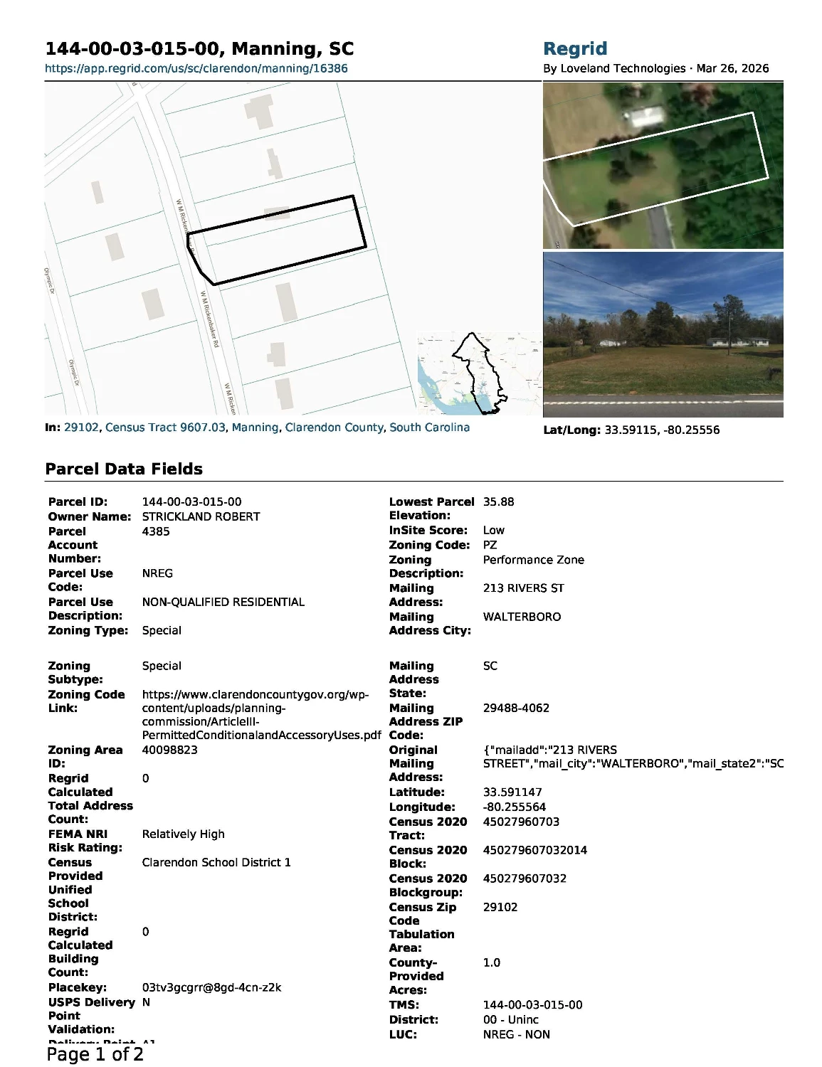 1.00 AC MHP LAND HOME SALE CAPACITY OR WORKFORCE HOUSING MULTIFAMILY UTILIZATION, Clarendon County, SC 29102