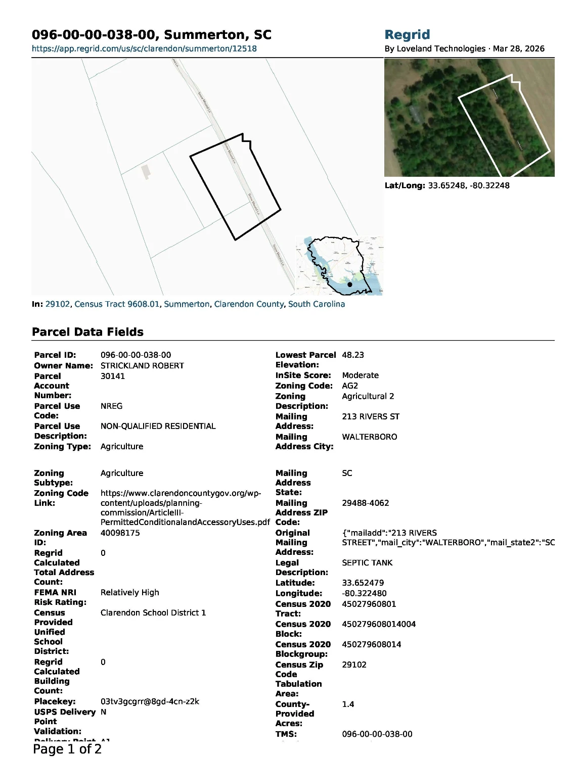 1.00 AC MHP LAND HOME SALE CAPACITY OR WORKFORCE HOUSING UTILIZATION , Clarendon County, SC 29148