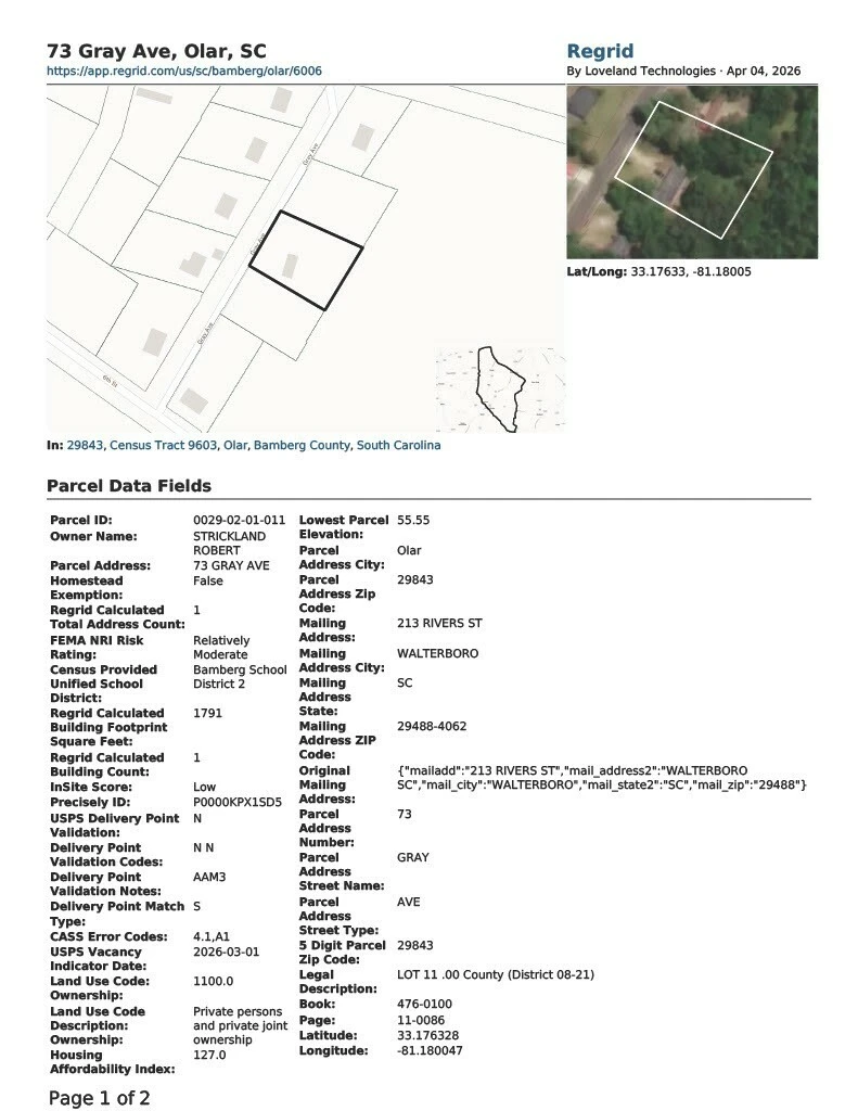1/2+ AC MHP LAND HOME SALE CAPACITY OR WORKFORCE HOUSING BAMBERG COUNTY INCOME YIELD UTILIZATION