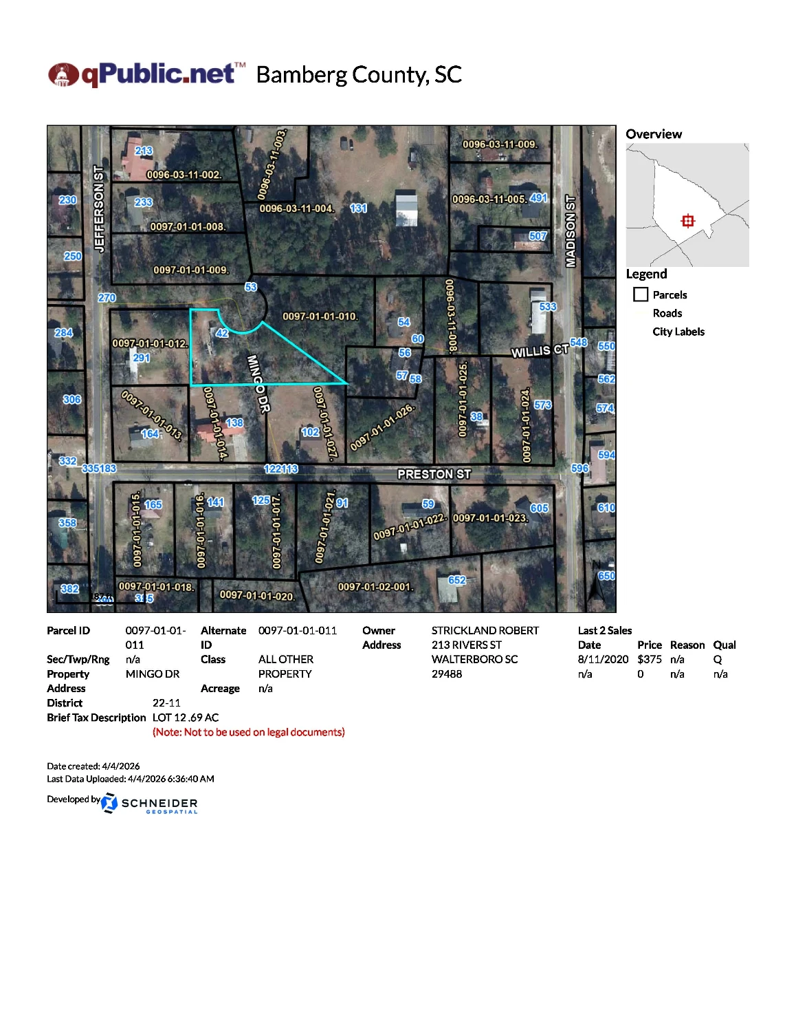 Bamberg County Workforce Housing Acceleration Parcel In Opportunity Zone