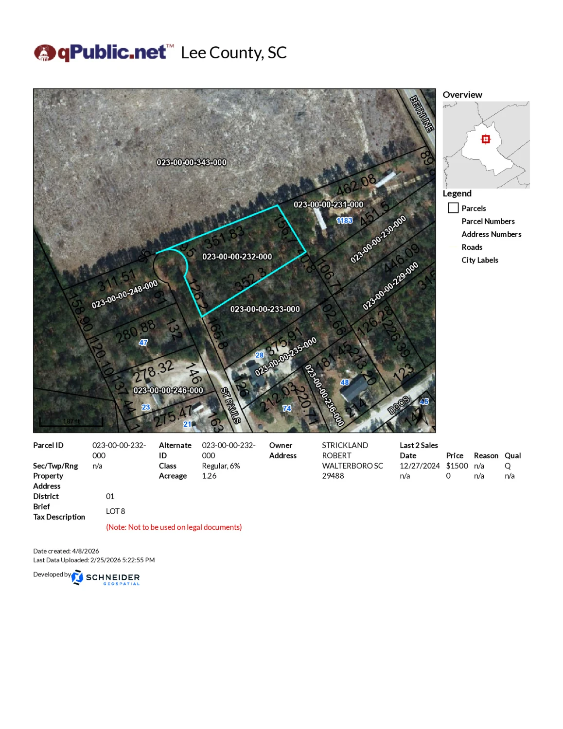 Strong Workforce Housing Site Opportunity Zone Bishopville, SC 1.26 Acres