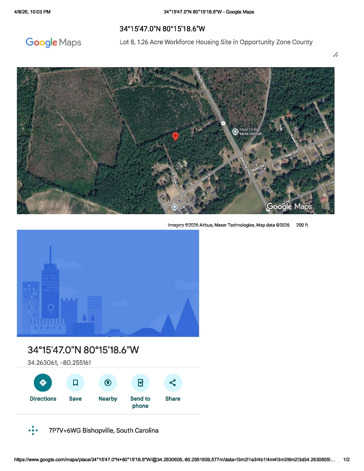 Strong Workforce Housing Site Opportunity Zone Bishopville, SC 1.26 Acres