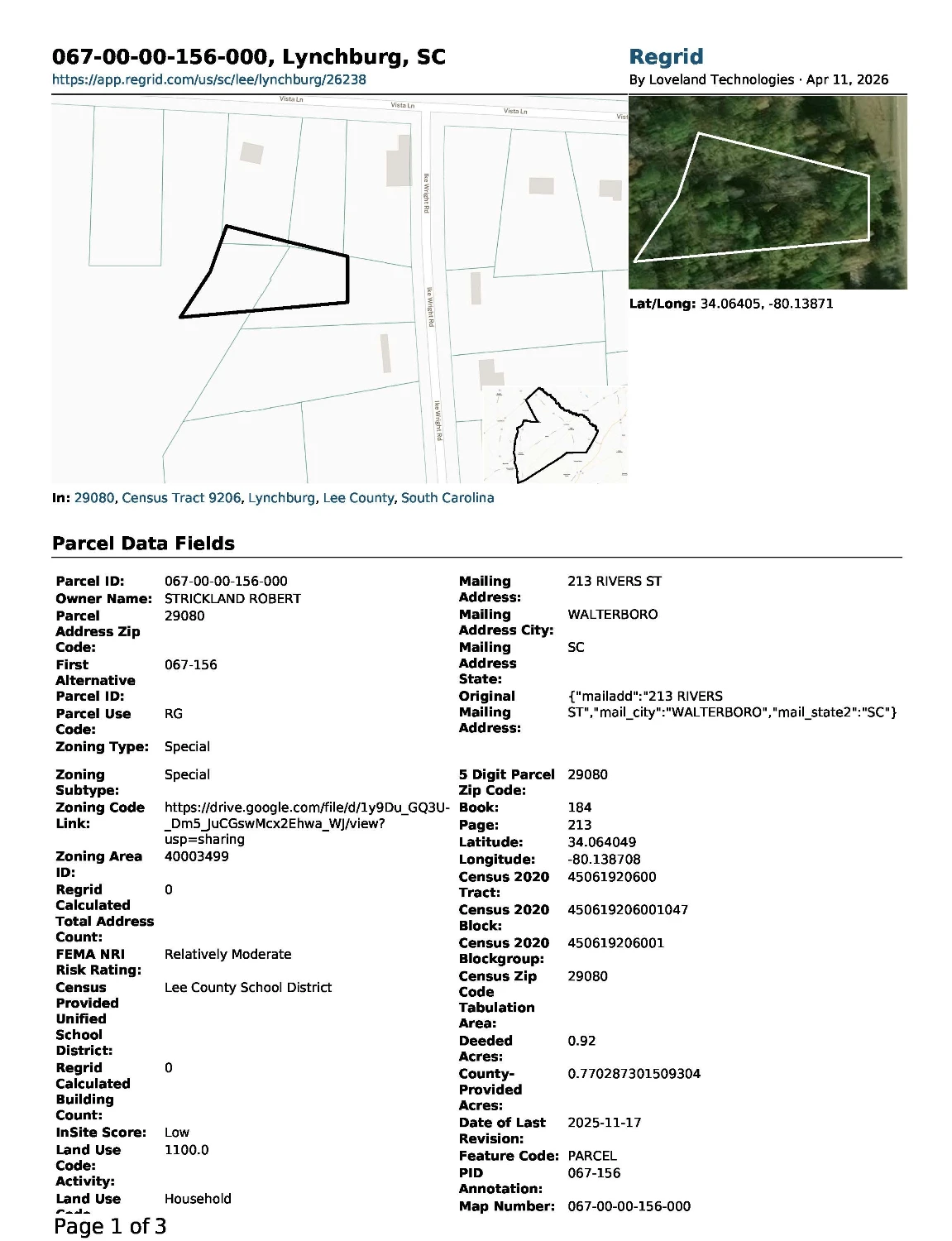 Stellar Workforce Housing Site Opportunity Zone Lynchburg, SC Footprint