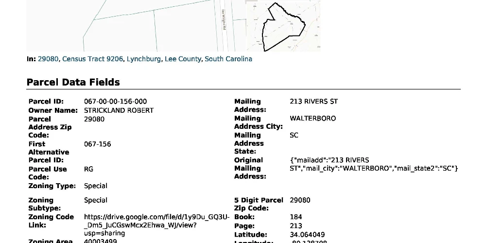 Stellar Workforce Housing Site Opportunity Zone Lynchburg, SC Footprint