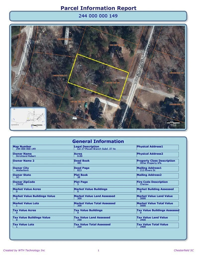Opportunity Zone Lot 27-Powell Branch Subdivision .57 AC 1,728 Dwelling or Pivot Cheraw, SC