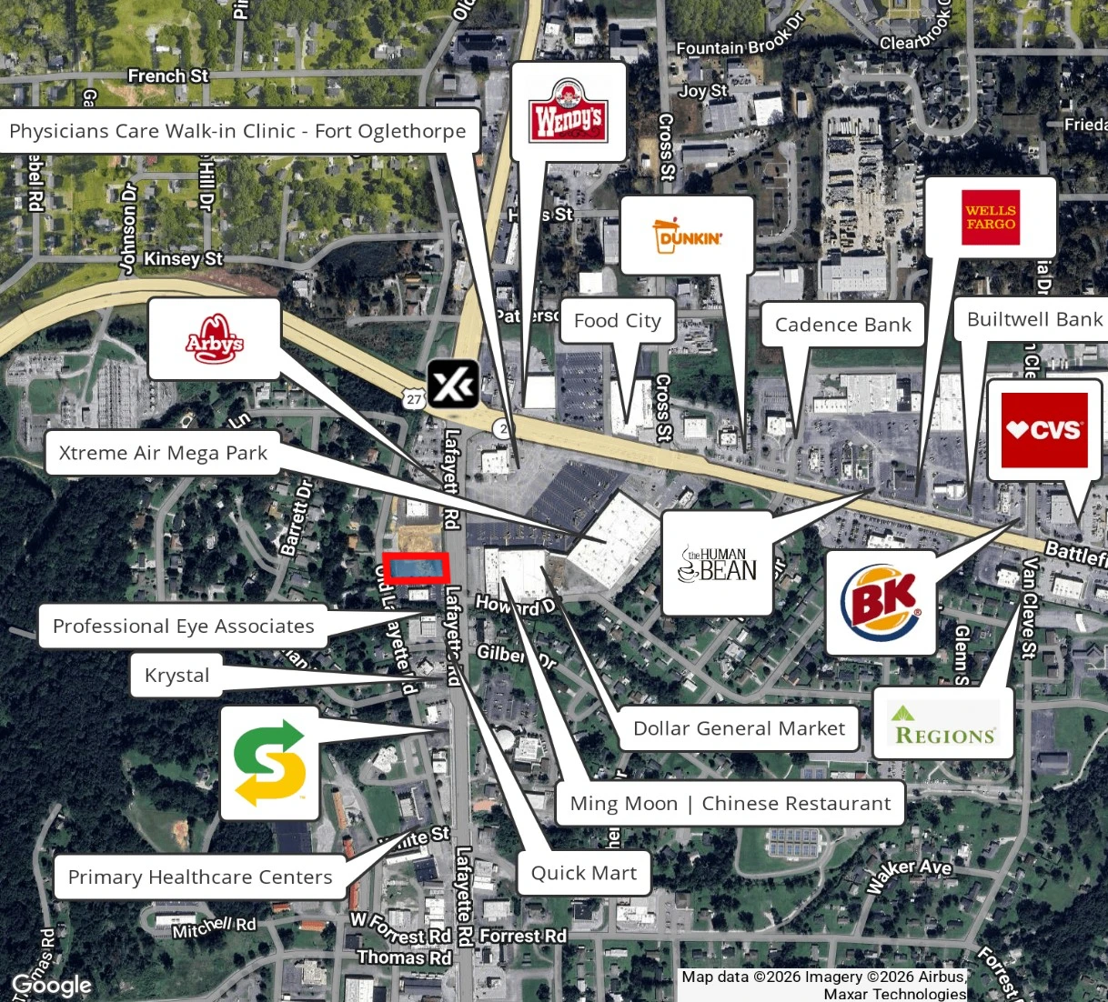 0.69 Acres Along Lafayette Rd by Battlefield Parkway in Fort Oglethorpe