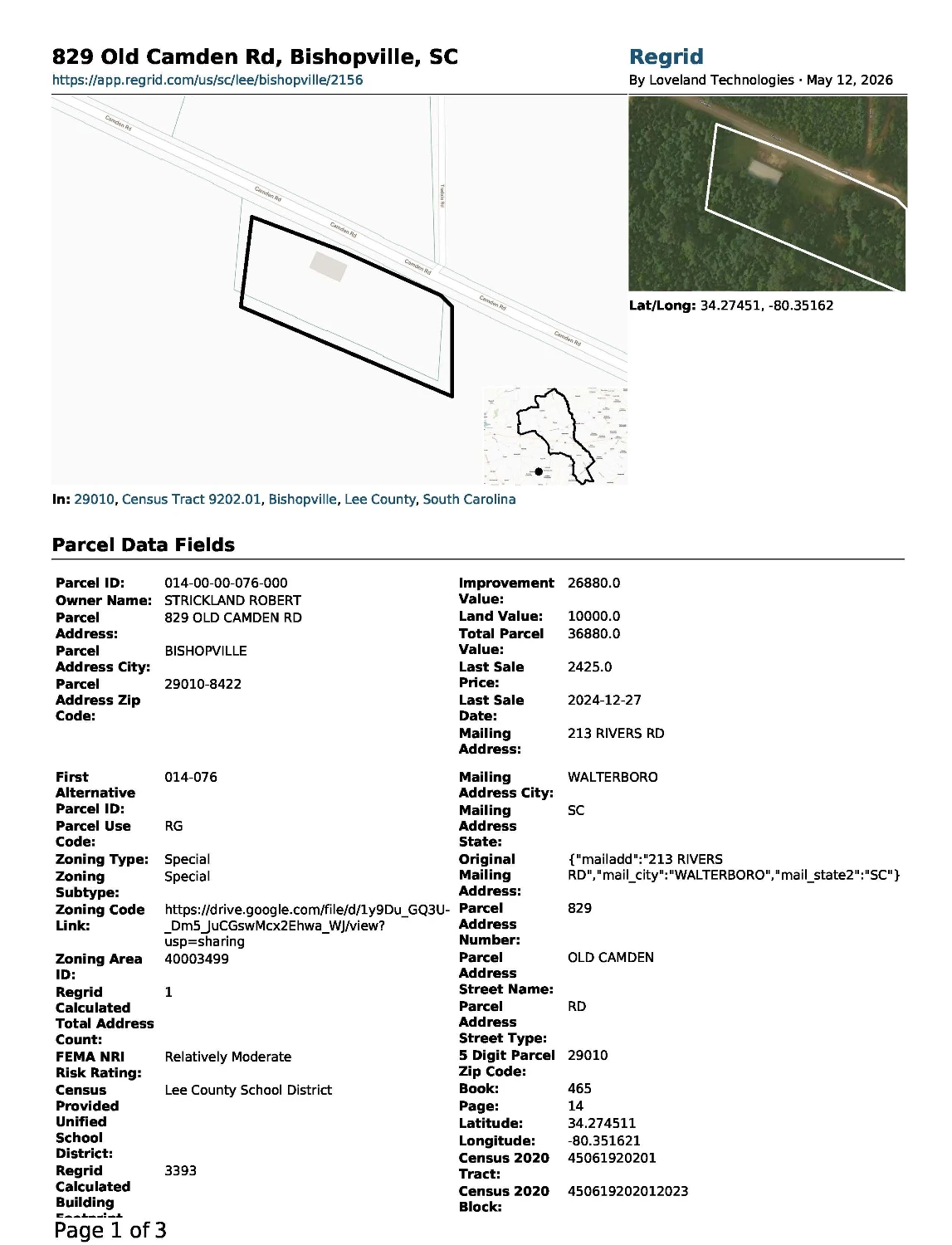Strong Workforce Housing Site or Keep Current Building | Opportunity Zone Bishopville, SC  2.523 Acres