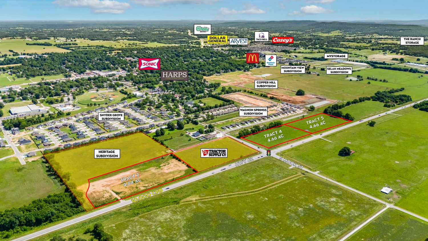 14.88 AC Tracts 2-5 Hwy 62 & S Mock St - Prairie Grove