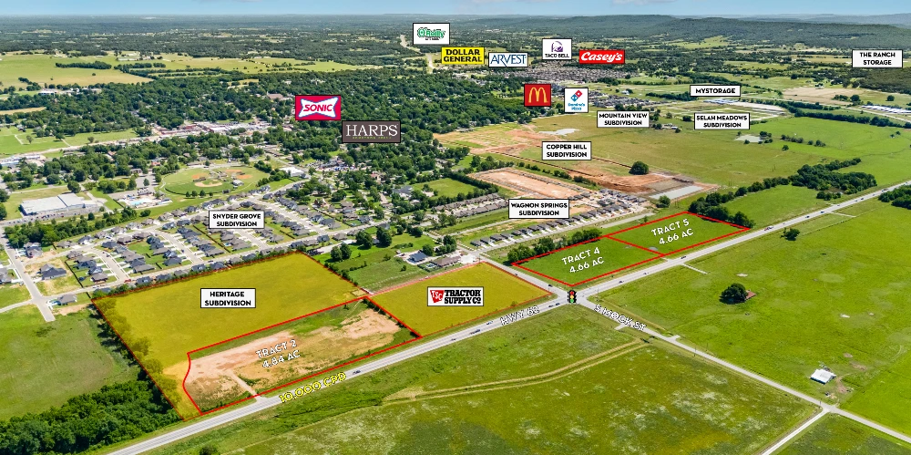 14.88 AC Tracts 2-5 Hwy 62 & S Mock St - Prairie Grove