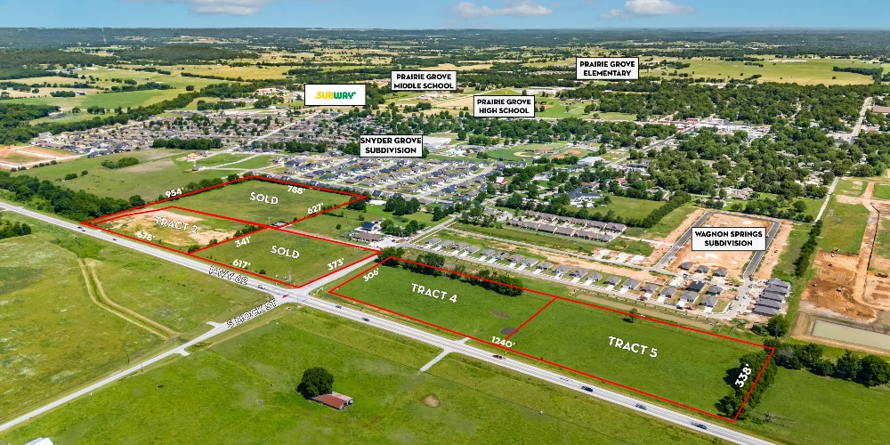 14.88 AC Tracts 2-5 Hwy 62 & S Mock St - Prairie Grove