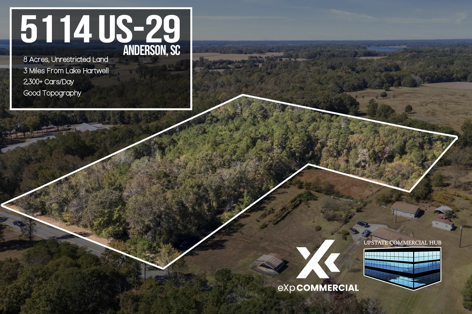 8 Acres Land- HWY 29- Near Lake Hartwell- No Zoning