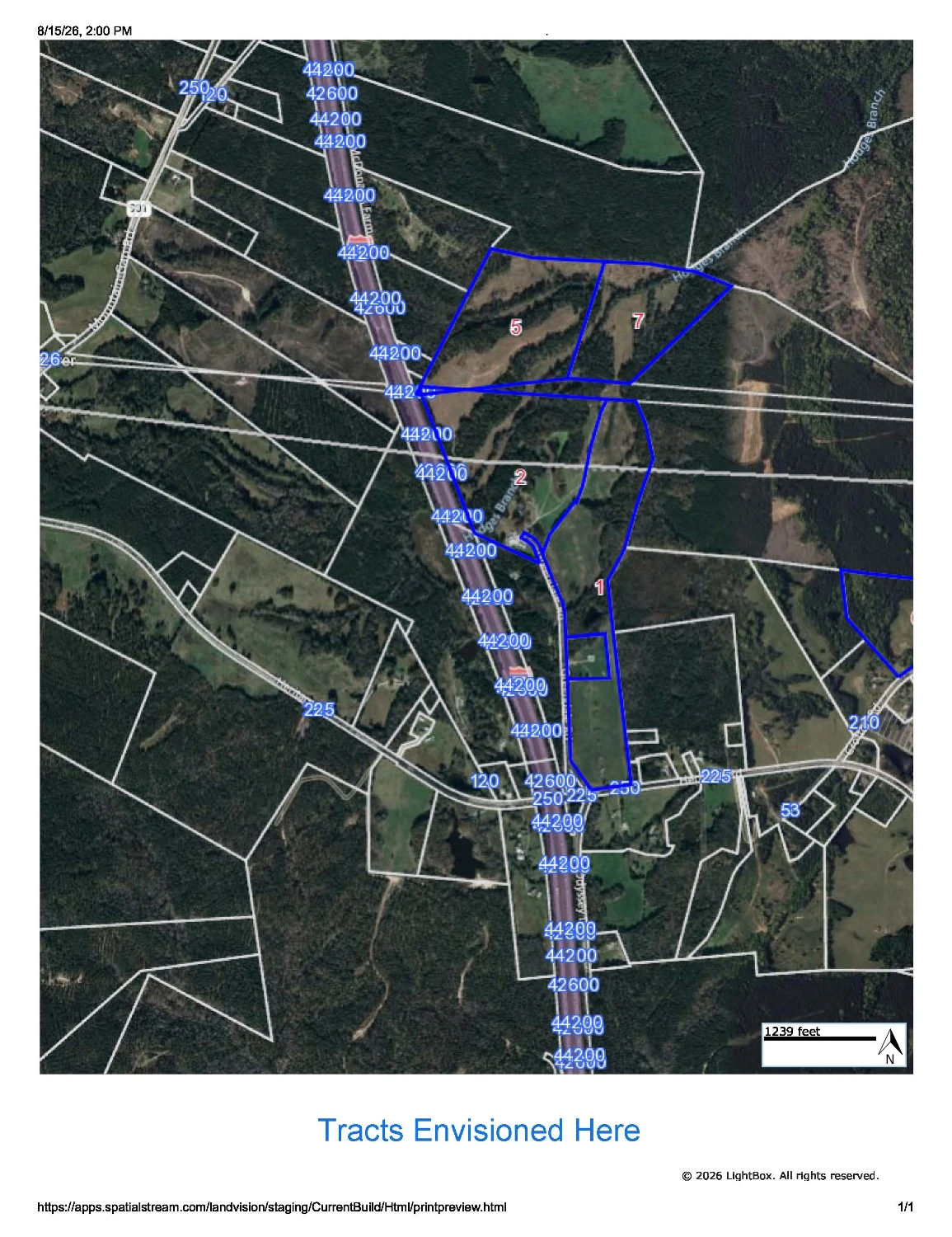 209.563 Acres Adjacent to and on the I-77 Interstate Corridor 40 Minutes South of Charlotte w/ 5 MWs Now Developable Tract