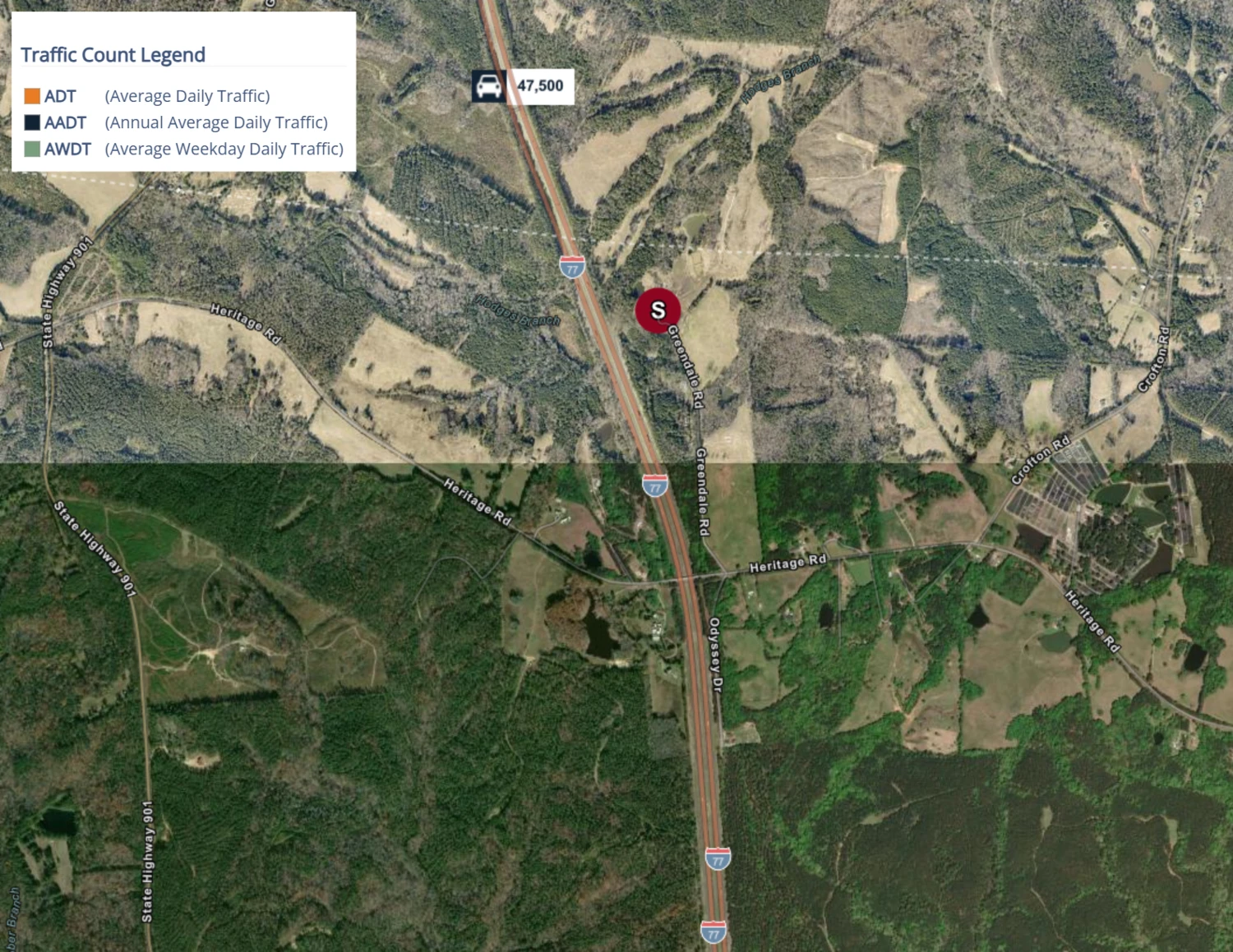 209.563 Acres Adjacent to and on the I-77 Interstate Corridor 40 Minutes South of Charlotte w/ 5 MWs Now Developable Tract