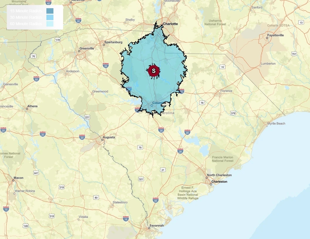 209.563 Acres Adjacent to and on the I-77 Interstate Corridor 40 Minutes South of Charlotte w/ 5 MWs Now Developable Tract