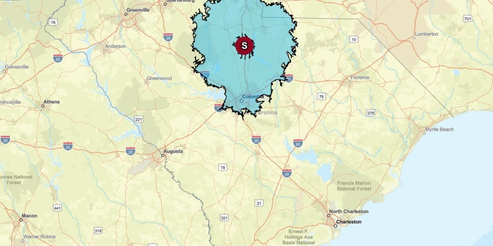 209.563 Acres Adjacent to and on the I-77 Interstate Corridor 40 Minutes South of Charlotte w/ 5 MWs Now Developable Tract
