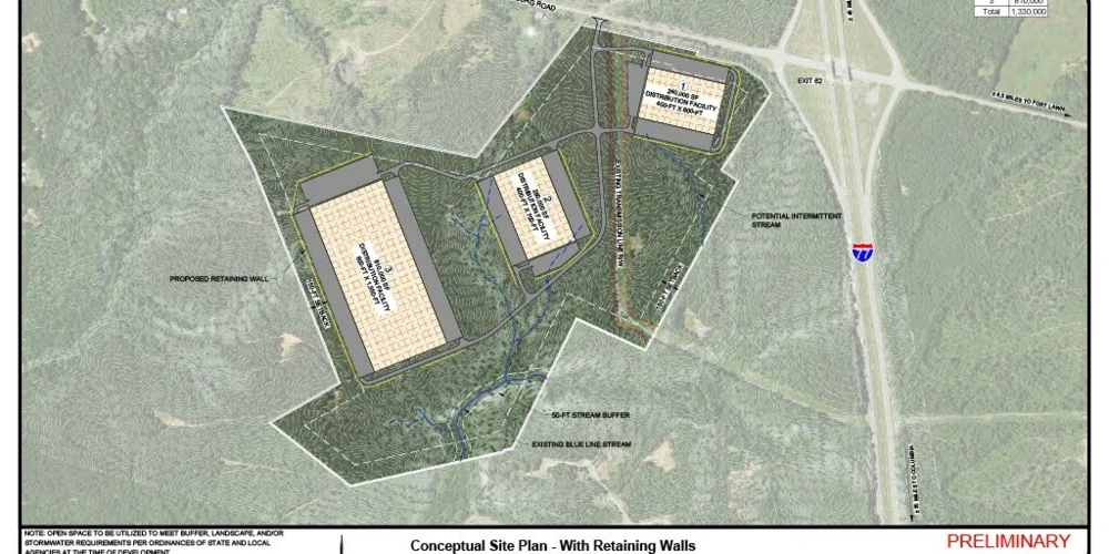 180.909 AC Industrial Tract at Exit 62 Commanding Presence On Interstate 1-77 Corridor South of Charlotte in Chester County