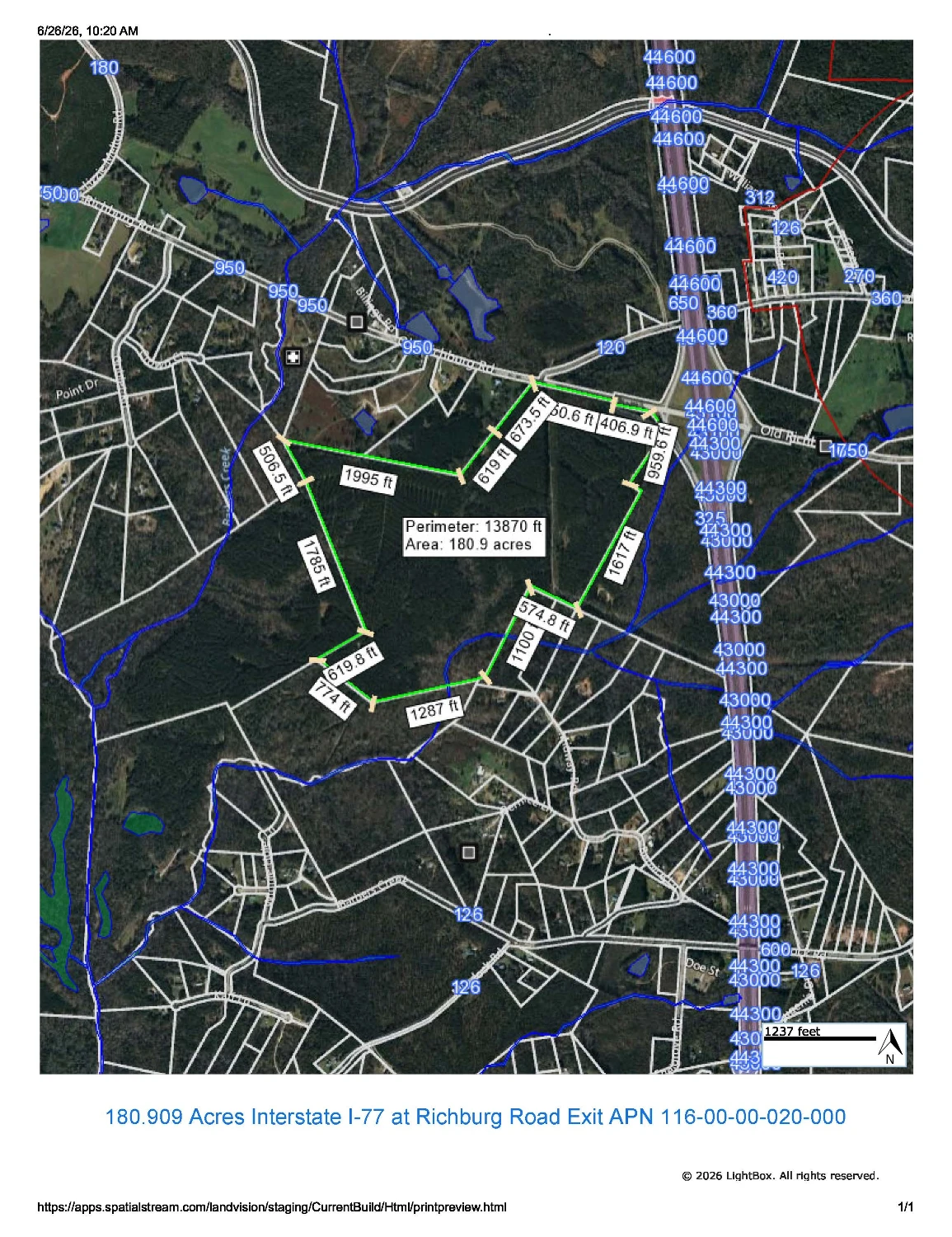 180.909 AC Industrial Tract at Exit 62 Commanding Presence On Interstate 1-77 Corridor South of Charlotte in Chester County