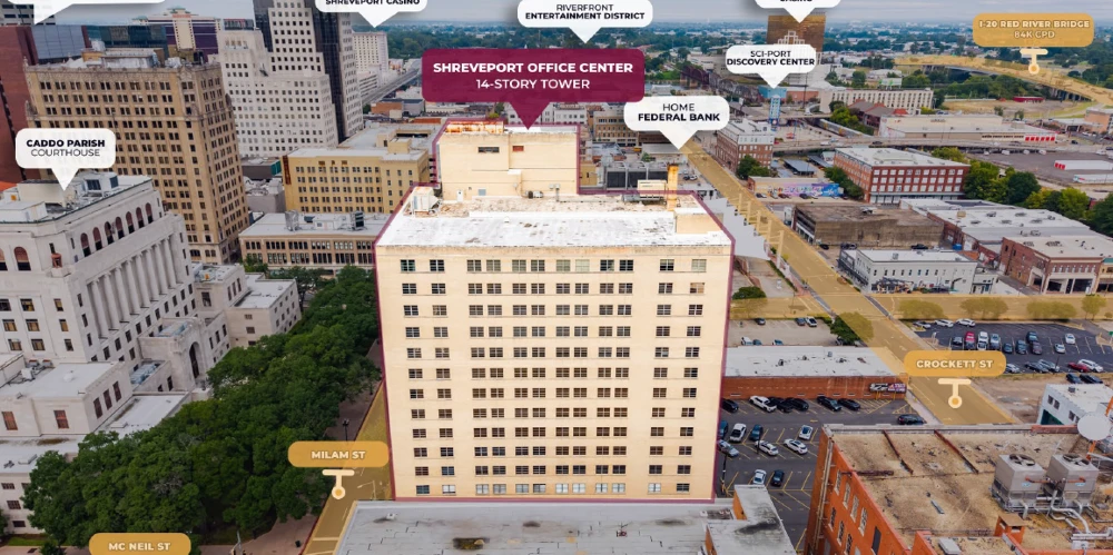 300K SF Office | Resi Conversion Potential + Tax Credits | Shreveport CBD