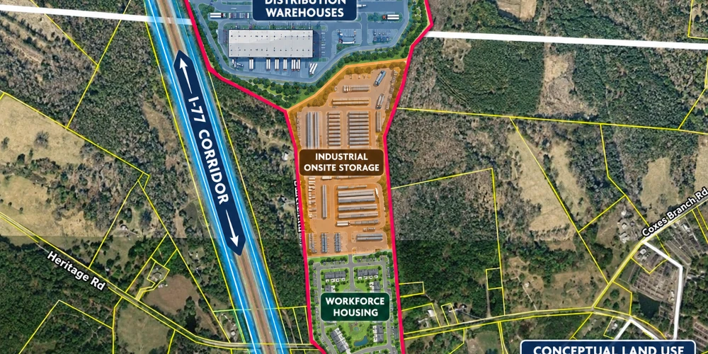 209.563 Acres Adjacent to and on the I-77 Interstate Corridor 40 Minutes South of Charlotte w/ 5 MWs Now Developable Tract