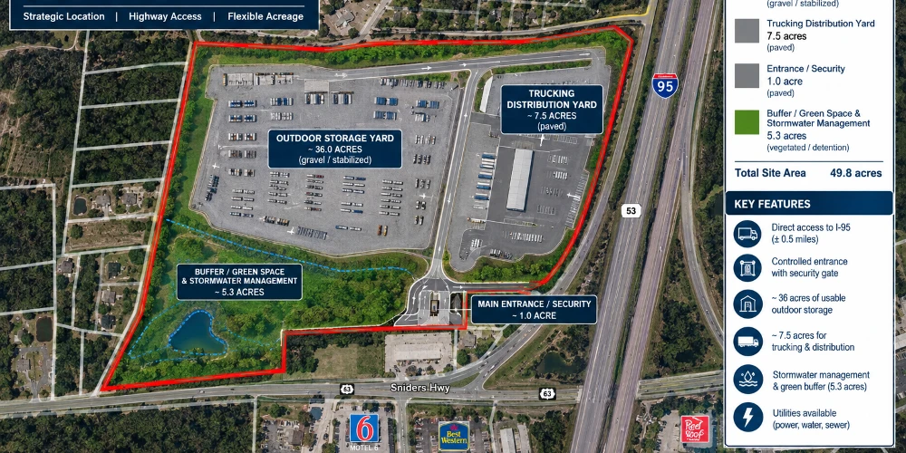 SC Interstate I-95 Corridor Centric 49.8 AC Industrial/Distribution/IOS at I-95 Exit 53 | SUBDIVIDABLE - IICD ZONED