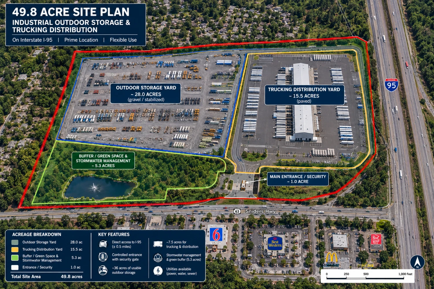 SC Interstate I-95 Corridor Centric 49.8 AC Industrial/Distribution/IOS at I-95 Exit 53 | SUBDIVIDABLE - IICD ZONED