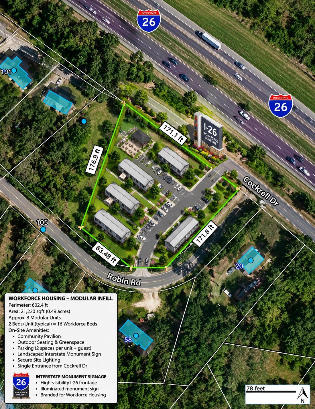 Half Acre Newberry Site Adjacent to Interstate I-26 Near Hwy 219 w/ Utilities | Possible Interstate I-26 Signage Site
